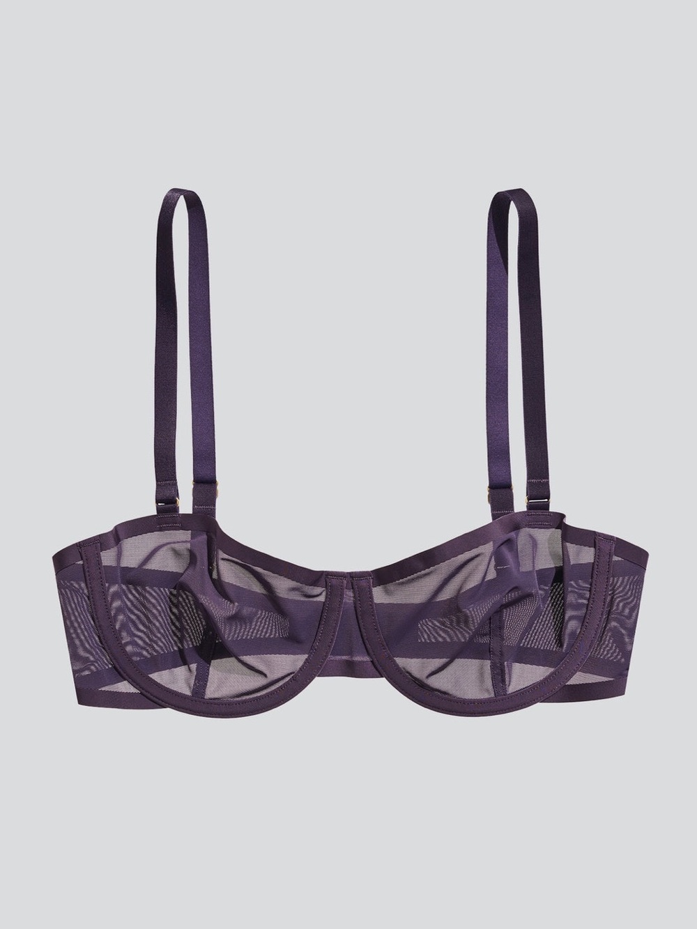 CUUP The Balconette Mesh Demi Bra Size 34D Plum NWT Sheer Underwire Purple Comfy